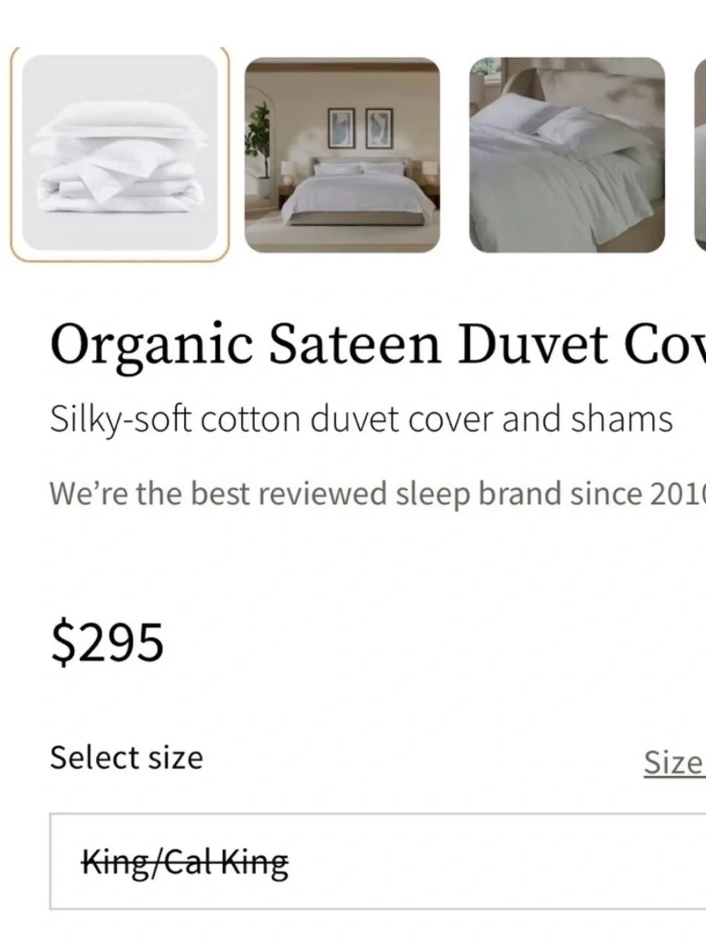 Saatva sateen king size sateen duvet with two king shams